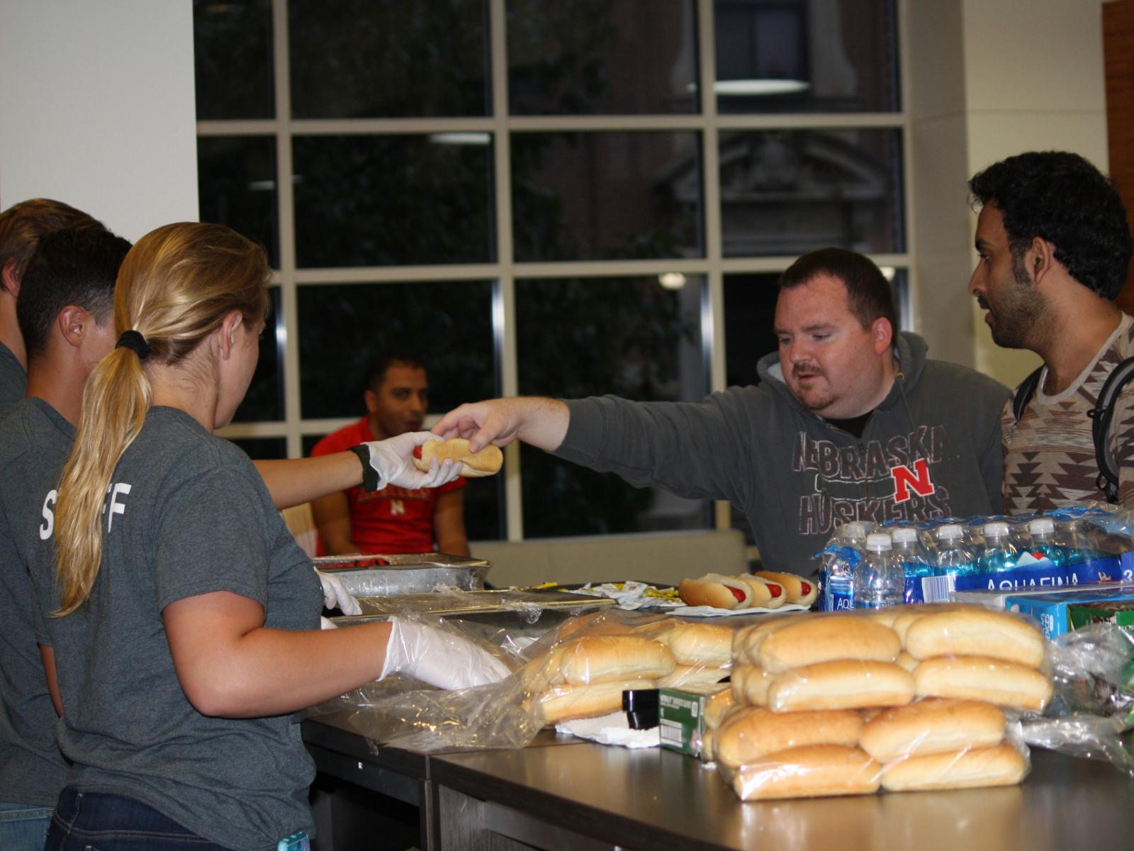 Hot dog snacks at the Husker Watch Party.