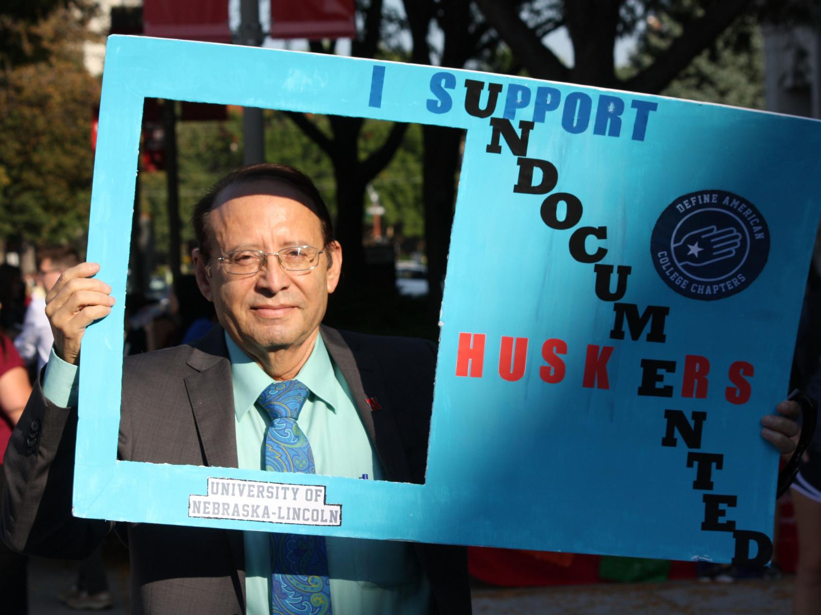 Dr. Franco shows support for DACA students at Fiesta on the Green at the University of Nebraska-Lincoln.