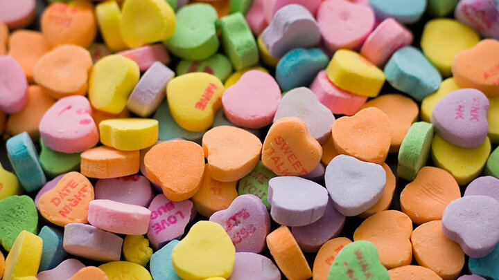 Colorful heart candies for Valentine's Day