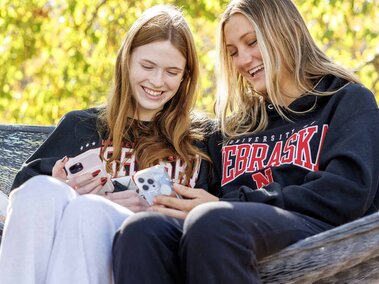 Students reading their phones