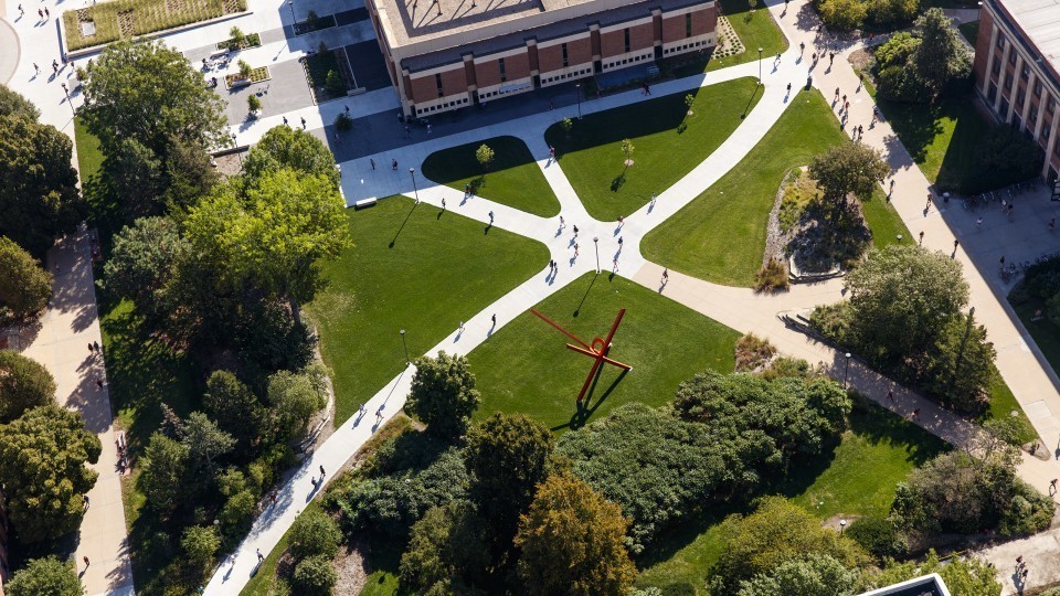 Aerial shot of campus