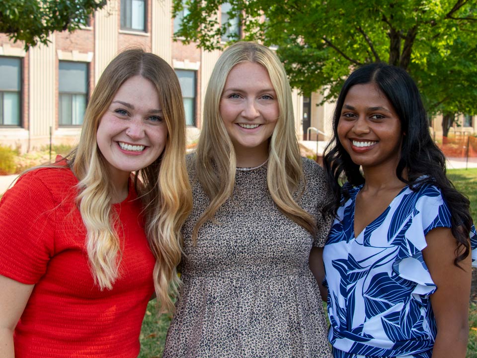 Portrait of Lydia Nielsen, Natalie Henton, and Aiswary Ganapathy Devendra Rajan