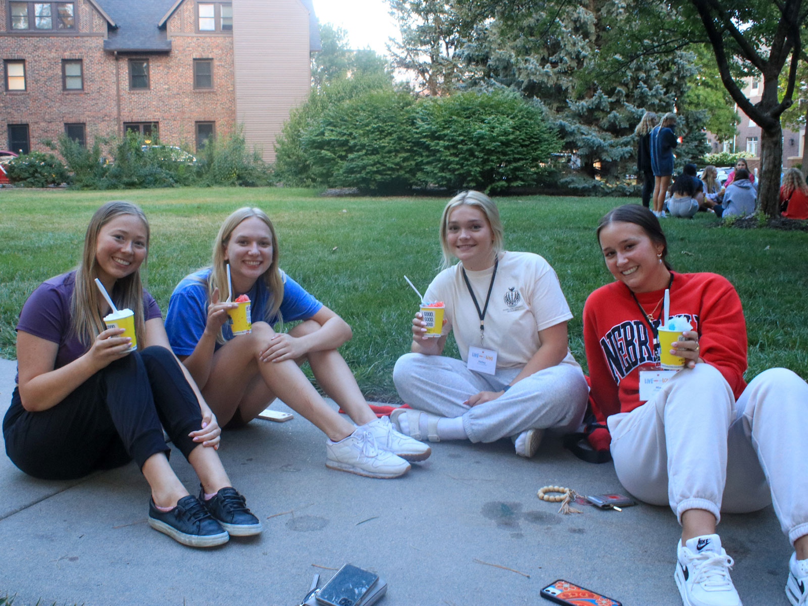 Sorority recruitment participants grab Kona Ice together after an evening of recruitment activities.