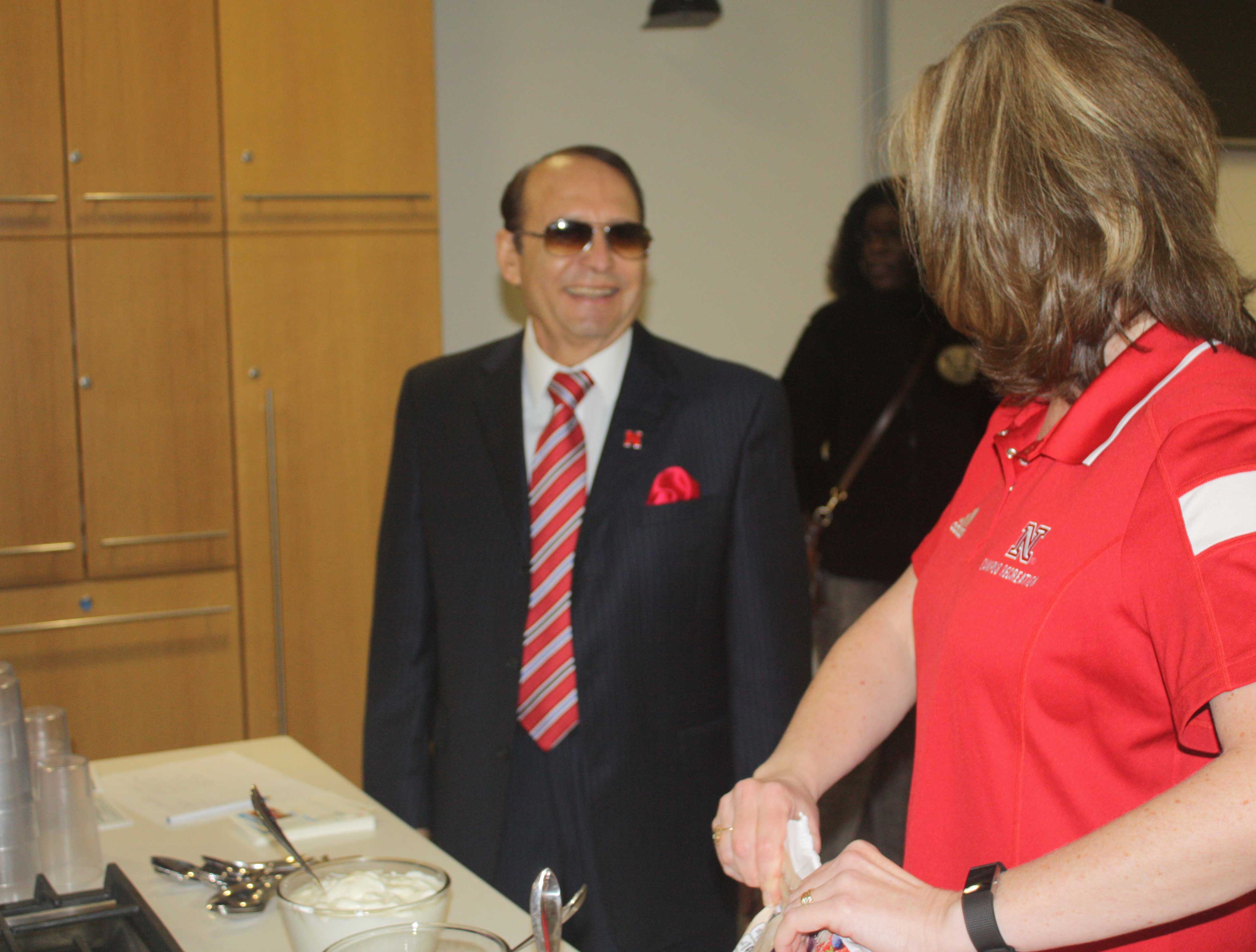 Dr. Franco enjoys hosting his last Franco Friday networking event for staff members.