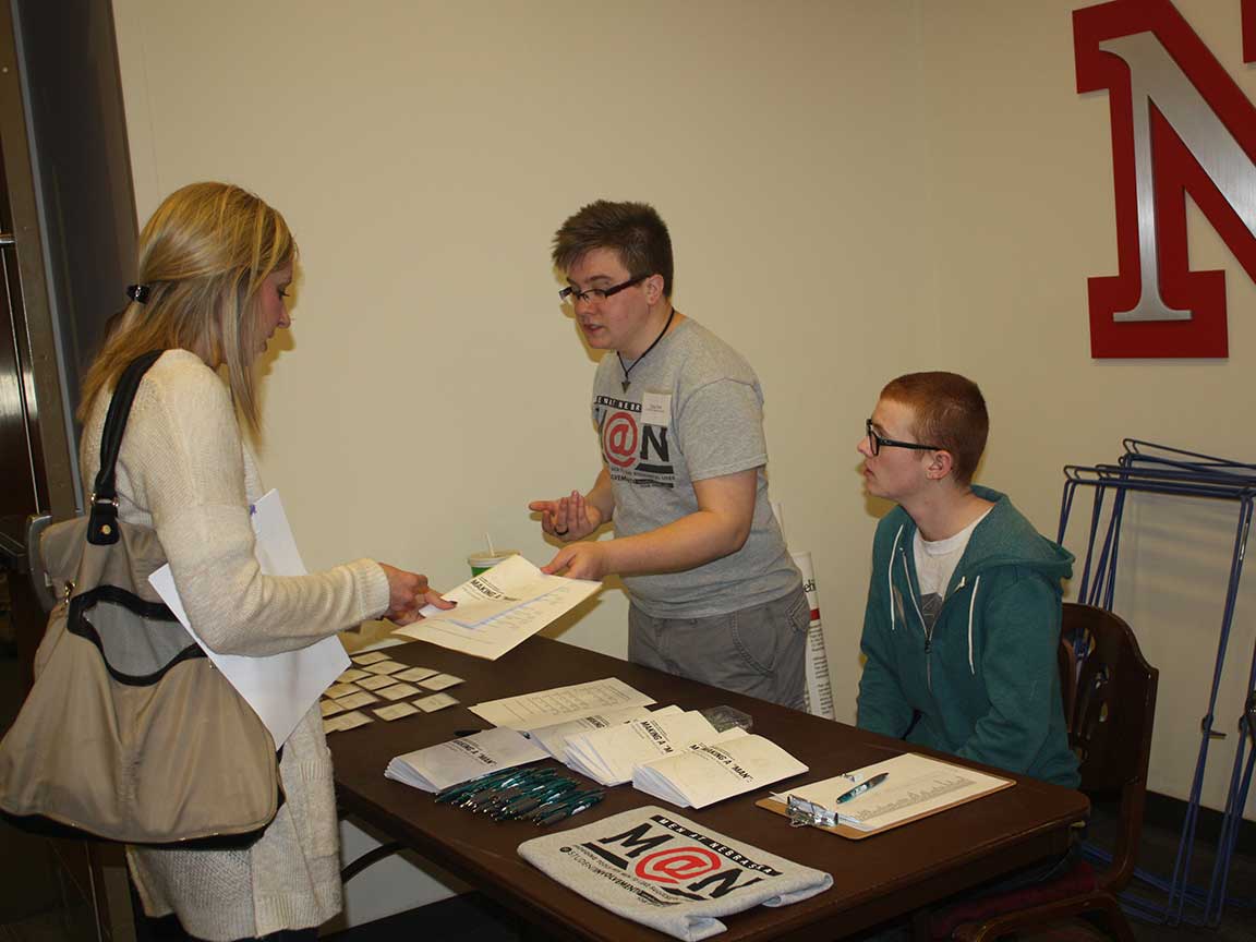 Registration booth at the Men at Nebraska Conference 2016