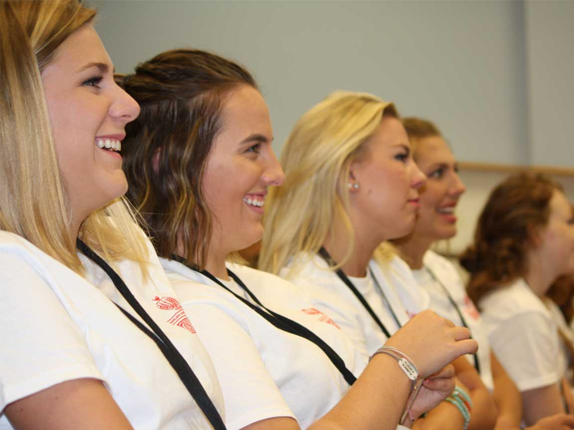 UNL students participate in sorority recruitment orientation.