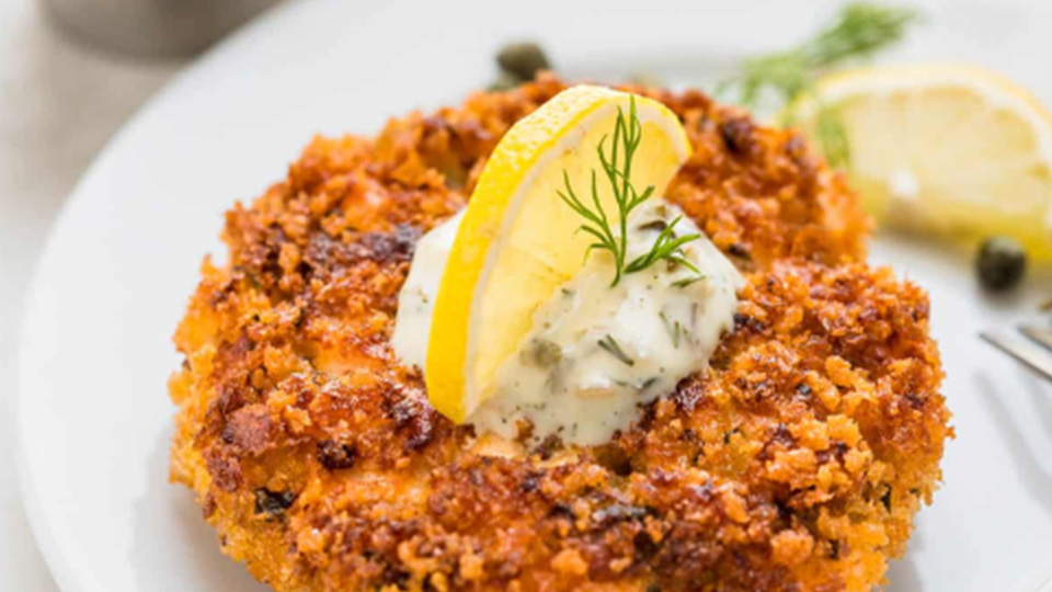 Crispy salmon cakes with lemon Parmesan roasted broccoli for Meal Kit Monday. [courtesy image]