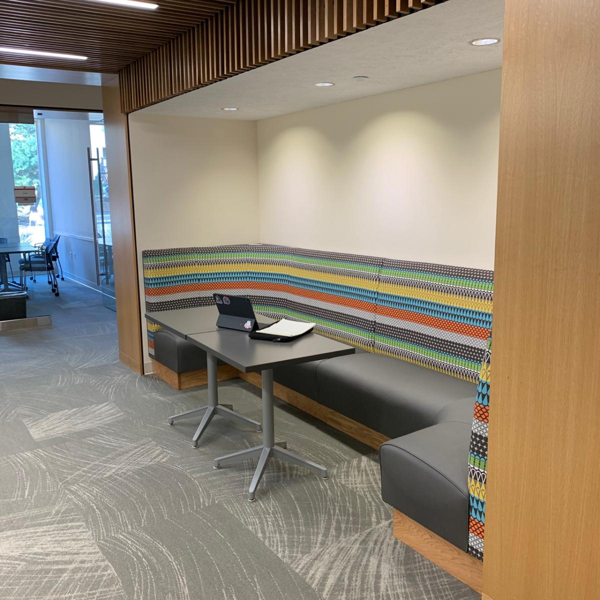 colorful bench in Massengale Residential Center.