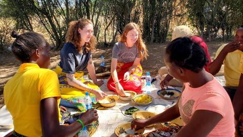 Claire Gillespie and Katie Schmitz both received the Lieding Global Impact Scholarship in summer 2022 to study food security, health and nutrition in Zambia. Both completed Nebraska’s Peace Corps Prep program this fall and have been invited to serve in the Peace Corps after graduation. [courtesy image]