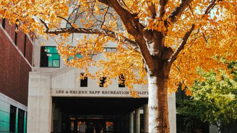 exterior main entrance of Campus Recreation Center.