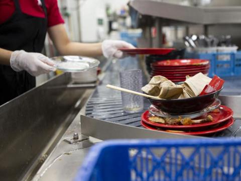 Plate washing in dining hall