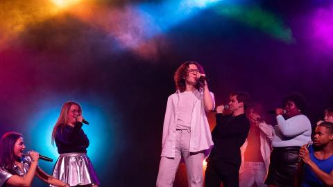 Tonal Eclipse competing at the ICCA quarterfinals at the Bourbon Theatre on Saturday, Feb. 17, 2024, in Lincoln, Nebraska  [photo by Alix Robinson | Daily Nebraskan]