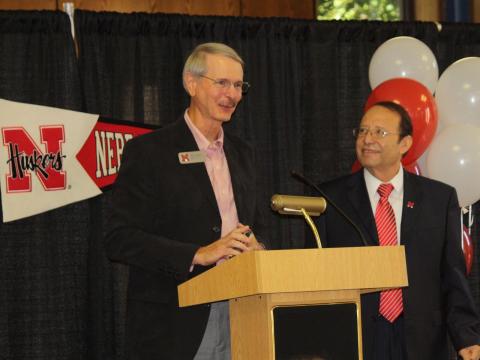 Stan Campbell accepts the inaugural Student Affairs Advocate Award