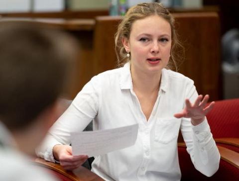 ASUN President Emily Johnson speaks during a Committee for Fee Allocation meeting in the Nebraska Union on Saturday, Feb. 1, 2020, in Lincoln, Nebraska.