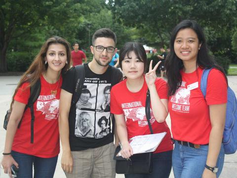 International students and welcome team members enjoy music from around the world at the International Welcome Party in the East Union